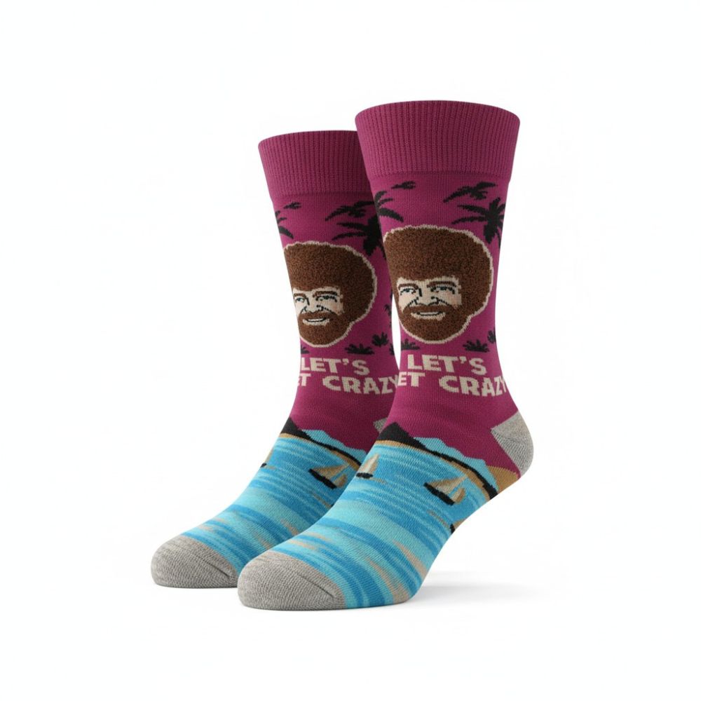 Socks - Bob Ross Let's Get Crazy Magenta Blue