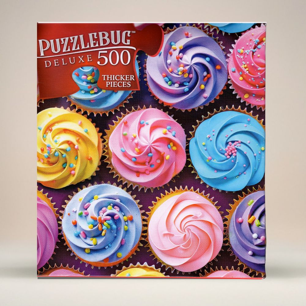 Puzzle - 500 Piece, Rainbow Swirl Cupcakes