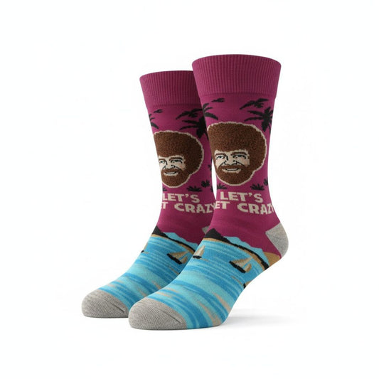 Socks - Bob Ross Let's Get Crazy Magenta Blue