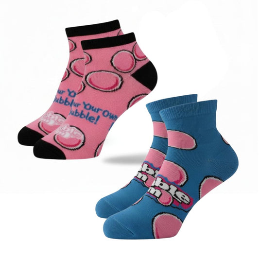 Socks - Bubble Yum Blue Pink Quarter Crew 2-pack
