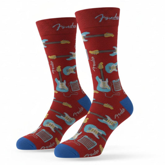 Socks - Fender Guitar Burgundy Blue